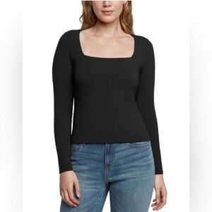 NWT - Express Square Neck Long Sleeve Top - Black - Size XL